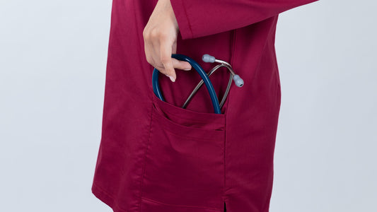 The Long-Sleeve Slim Fit Medical Scrubs in Ruby Red