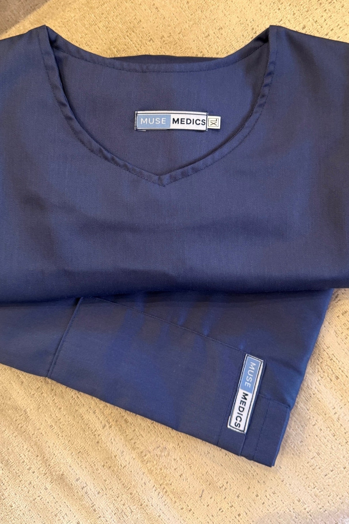 The Long-Sleeve Slim Fit Medical Scrubs in Denim Blue