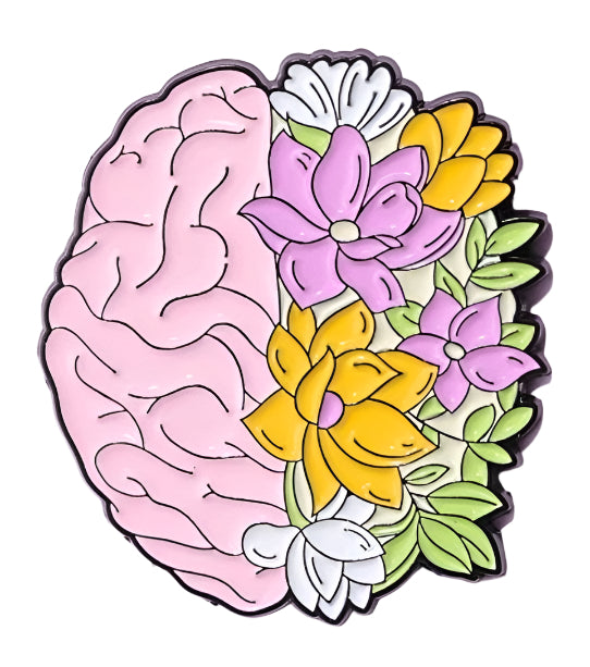 Anatomical Brain with Heart Enamel Pin