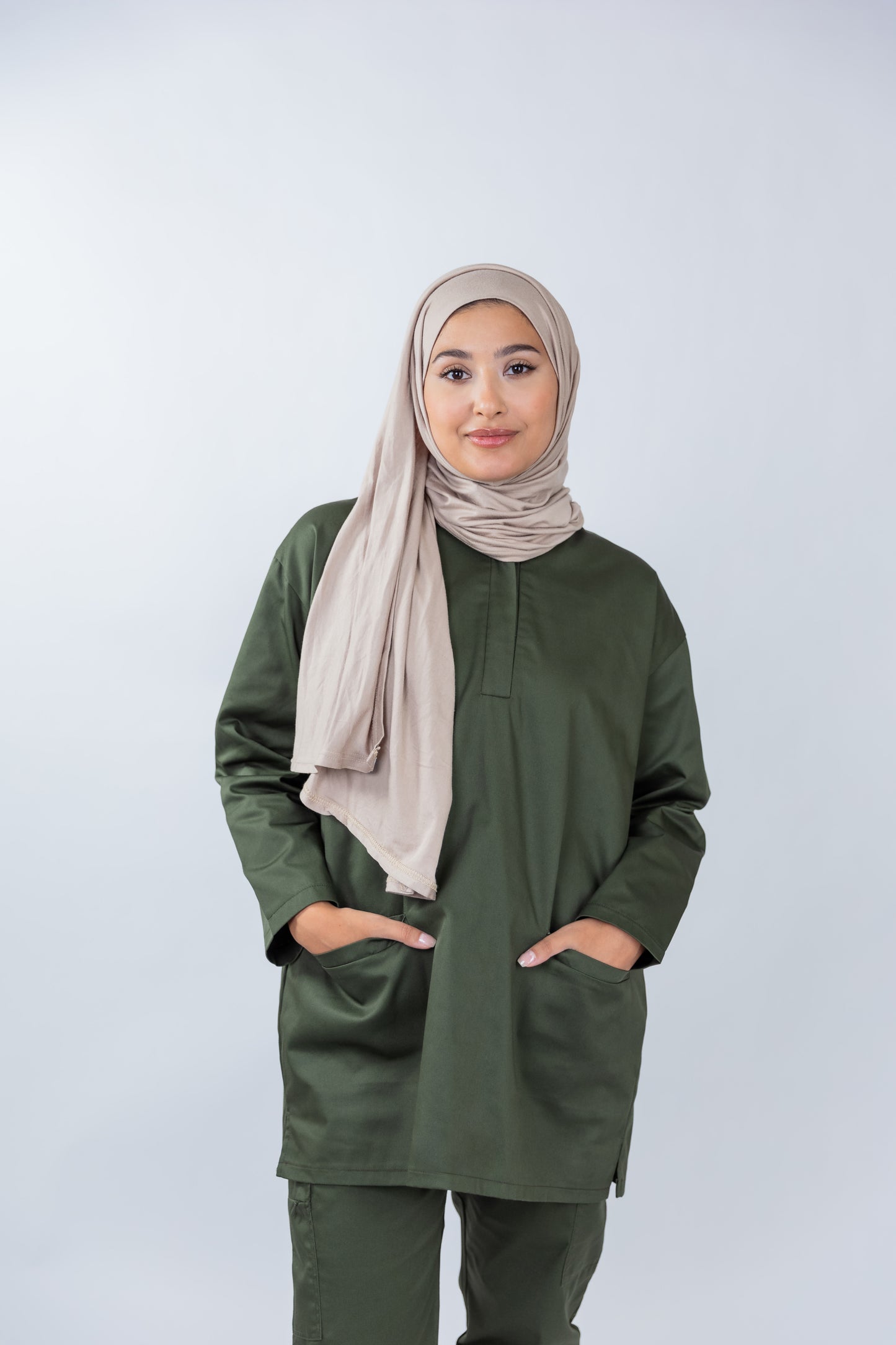 The Long-Sleeve Oversized Medical Scrubs in Army Green