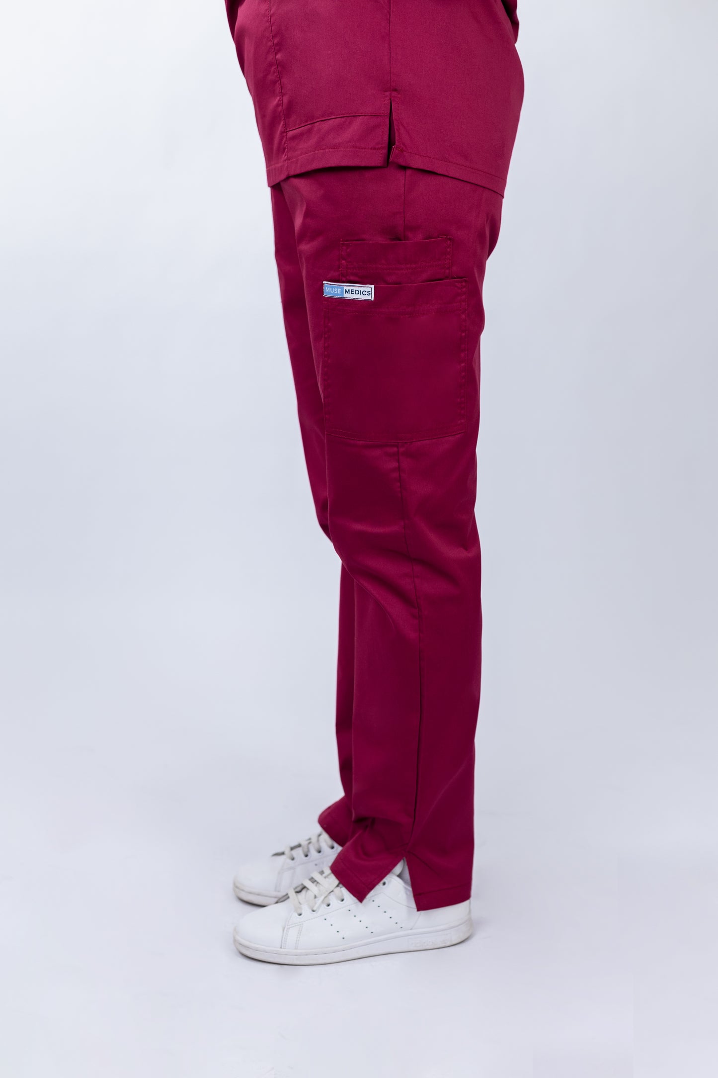 The Long-Sleeve Slim Fit Medical Scrubs in Ruby Red