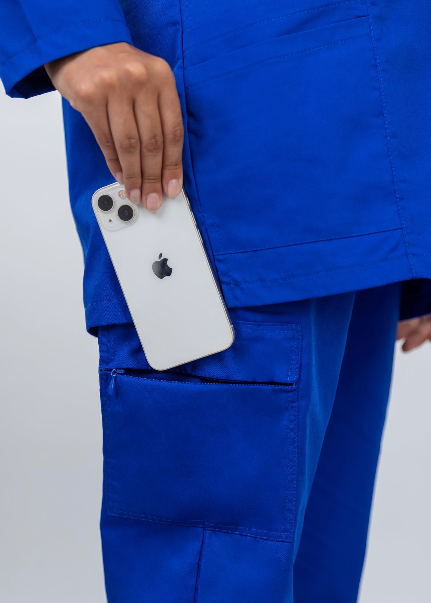 The Long-Sleeve Slim Fit Medical Scrubs in Sapphire Blue
