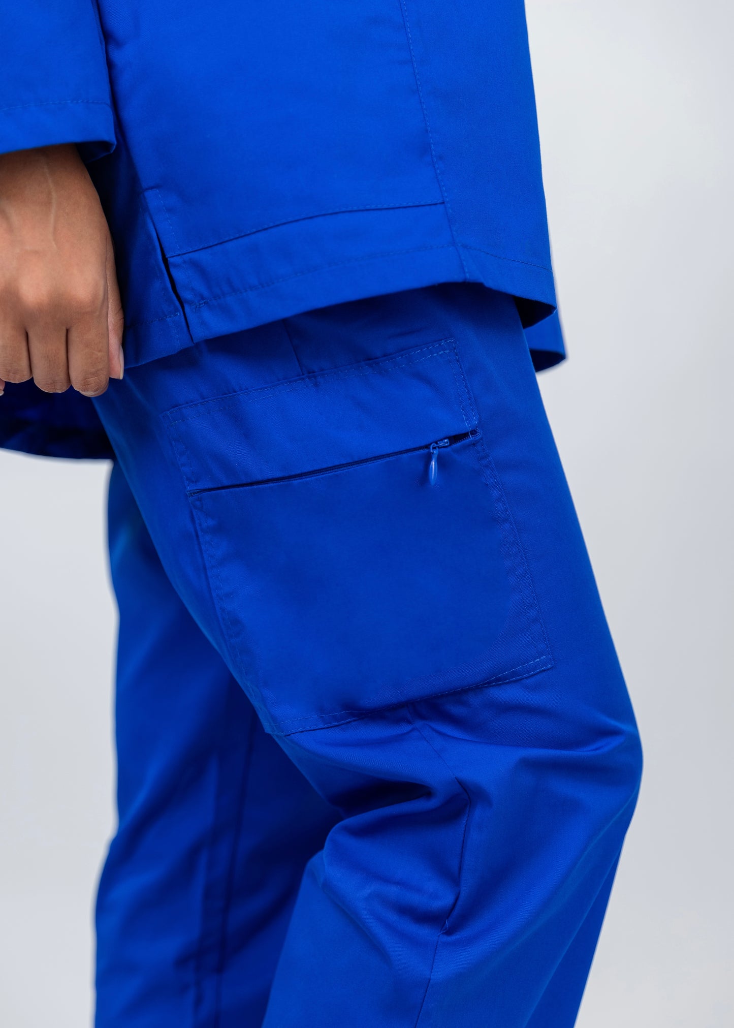 The Long-Sleeve Slim Fit Medical Scrubs in Sapphire Blue