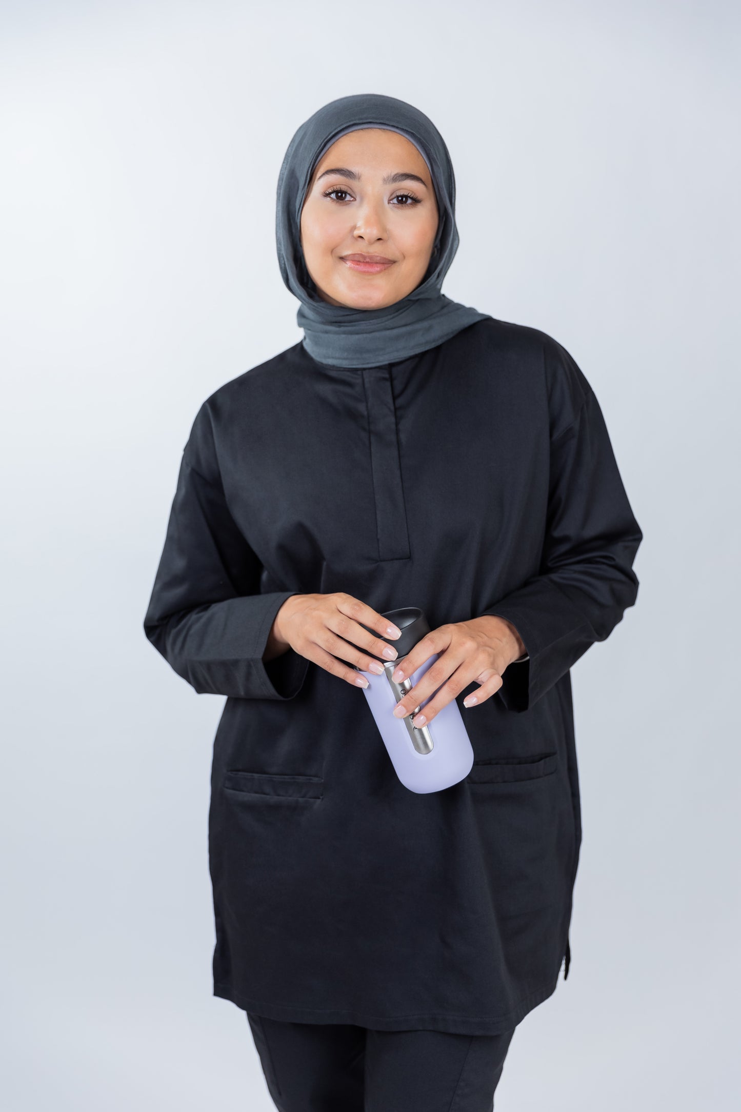 The Long-Sleeve Oversized Medical Scrubs in Black
