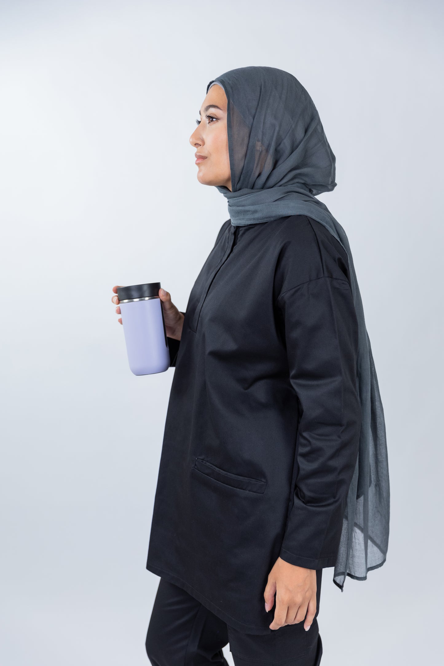 The Long-Sleeve Oversized Medical Scrubs in Black