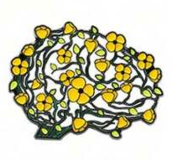 Brain with Flowers Enamel Pin